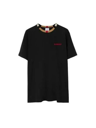 Icon Stripe Neck Short Sleeve T-Shirt Black - BURBERRY - BALAAN 2