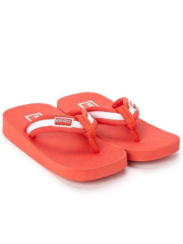 Logo Patch Striped Flip Flops Red - KENZO - BALAAN 4