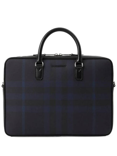 Ainsworth Leather Laptop Brief Case Navy - BURBERRY - BALAAN 1