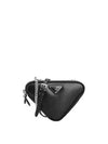 Triangle Logo Leather Mini Pouch Bag Black - PRADA - BALAAN 2