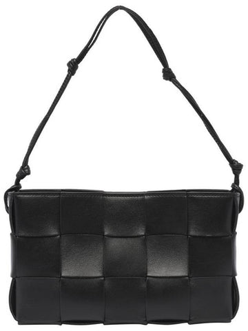 Intrecciato Cassette Leather Pouch Shoulder Bag Black - BOTTEGA VENETA - BALAAN 1