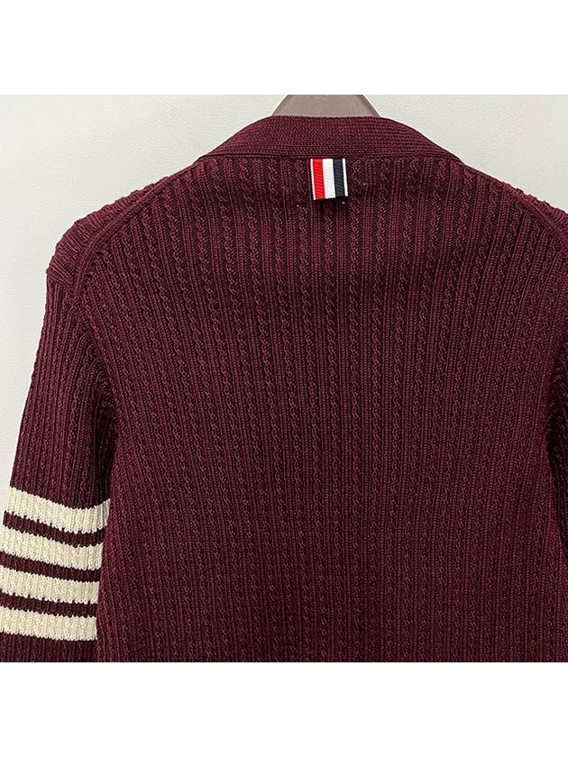 4 Bar Cable Wool Crop Cardigan Red - THOM BROWNE - BALAAN 9