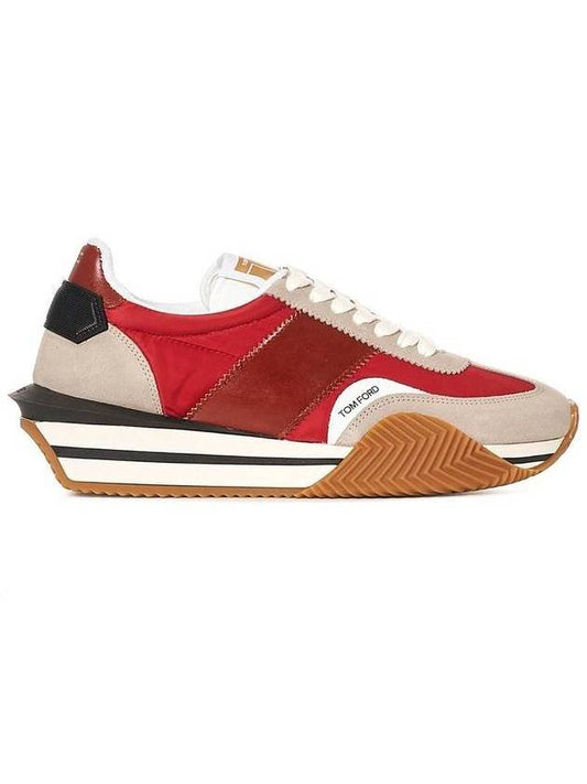 James Logo Men's Low Top Sneakers Red - TOM FORD - BALAAN.