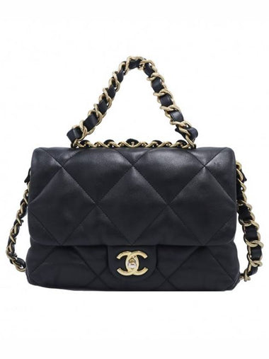 Women s Chanel AS3499 22 Season Black Lambskin Gold Quilted Top Handle Flap Shoulder Bag Built in Chip gt 2WAY Gangbuk used luxury goods - CHANEL - BALAAN 1