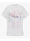 Logo Print Short Sleeve T-Shirt White - GANNI - BALAAN 2