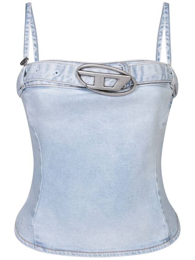 De-Lucy Metal Oval D Logo Denim Sleeveless Light Blue - DIESEL - BALAAN 2