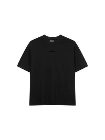 Men s Mini Logo Cotton Pique T Shirt Black - EMPORIO ARMANI - BALAAN 1