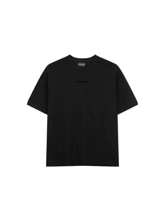 Men s Mini Logo Cotton Pique T Shirt Black - EMPORIO ARMANI - BALAAN 1