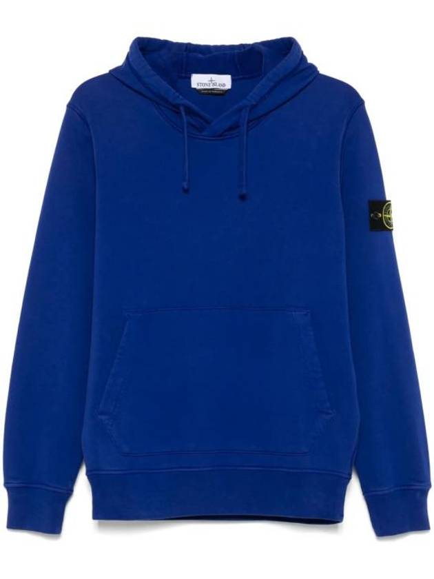 6100045 Organic Cotton Fleece Drawstring Hoodie Blue - STONE ISLAND - BALAAN 2