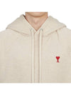 Embroidered Logo Organic Cotton Hoodie Beige - AMI - BALAAN 6