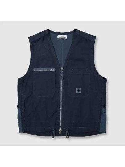 Cupro Cotton Twill TC Logo Patch Vest Avio Blue - STONE ISLAND - BALAAN 2