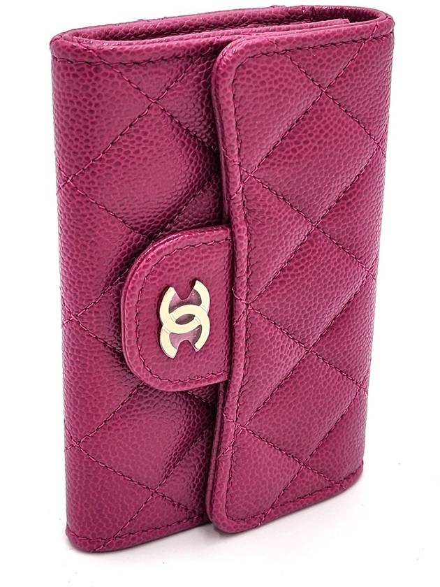 Classic caviar zipper card wallet snap purple dark pink AP4096 - CHANEL - BALAAN 3