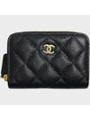 Classic Zipped Coin Purse Grained Calfskin & Gold Black - CHANEL - BALAAN.