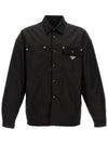 Triangle Logo Shirt Jacket Black - PRADA - BALAAN 2