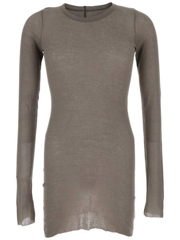 Grey Long-Sleeve T-Shirt In Viscose And Silk Blend Man - RICK OWENS - BALAAN 1