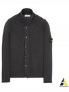 Men's Patch High Neck Lambswool Knit Cardigan Charcoal - STONE ISLAND - BALAAN 2