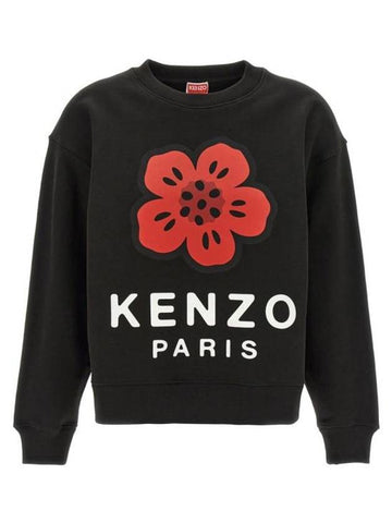 Boke Flower Cotton Sweatshirt Black - KENZO - BALAAN 1