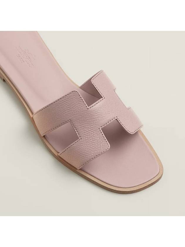 Oran Leather Sandals Rose Porcelaine - HERMES - BALAAN 5