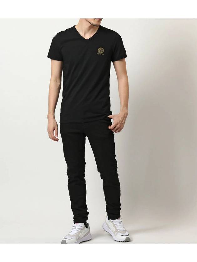 Men's Chest Medusa Logo Short Sleeve T-Shirt Black - VERSACE - BALAAN 3