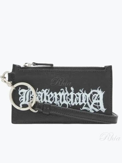 Logo Print Neck Strap Leather Card Wallet Black - BALENCIAGA - BALAAN 2