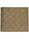 Intrecciato Leather Half Wallet Mud - BOTTEGA VENETA - BALAAN 1