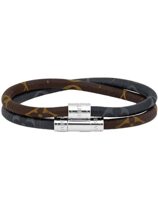 Keep It Double Leather Bracelet Black Brown - LOUIS VUITTON - BALAAN 1