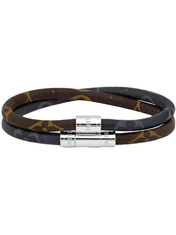 Keep It Double Leather Bracelet Black Brown - LOUIS VUITTON - BALAAN 1