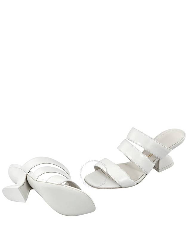 Salvatore Women's Steffi Leather Sandals Heel White - SALVATORE FERRAGAMO - BALAAN 3