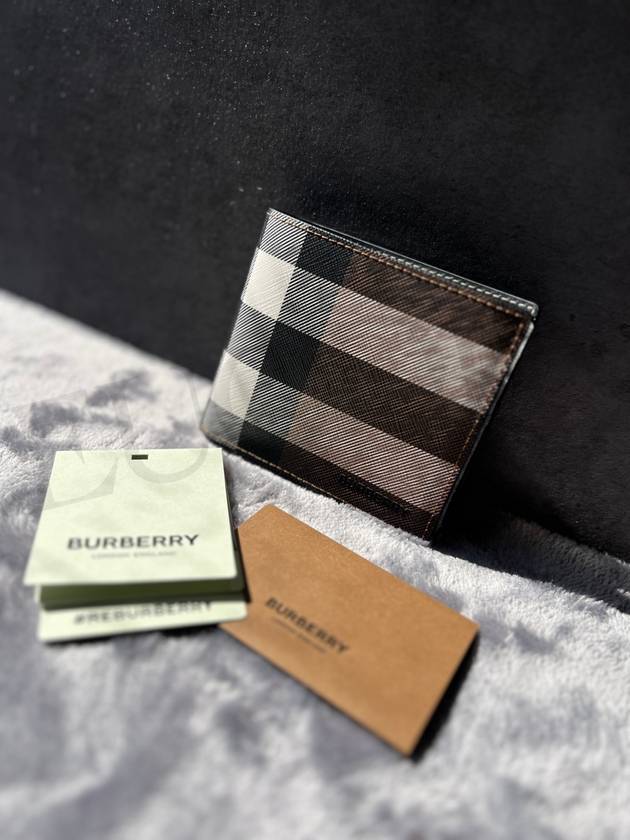 Check Leather International Bifold Wallet Dark Birch Brown - BURBERRY - BALAAN 11