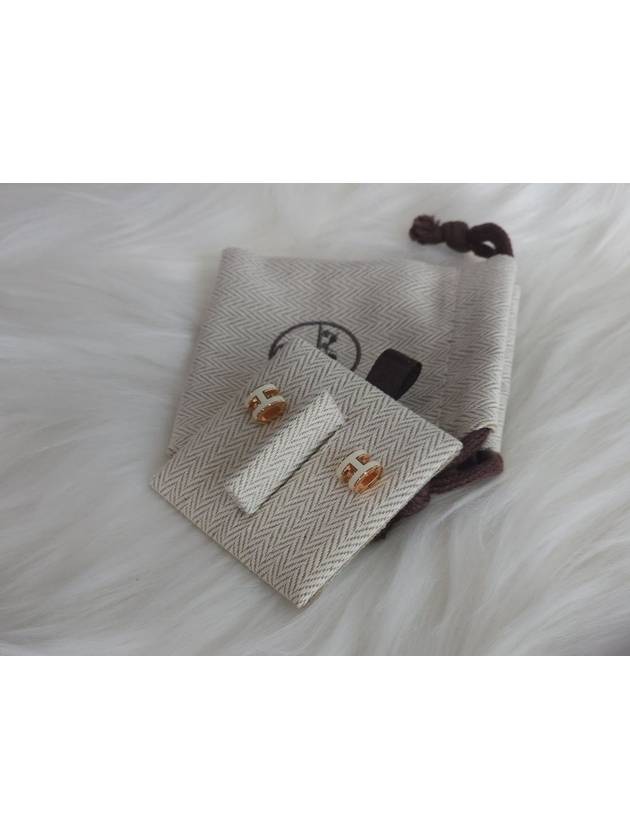 Mini Pop H Earring Rose Gold & Blanc - HERMES - BALAAN 3