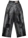 Damaged crack washed denim wide pants gray - PEOPLE OF THE WORLD - BALAAN 4