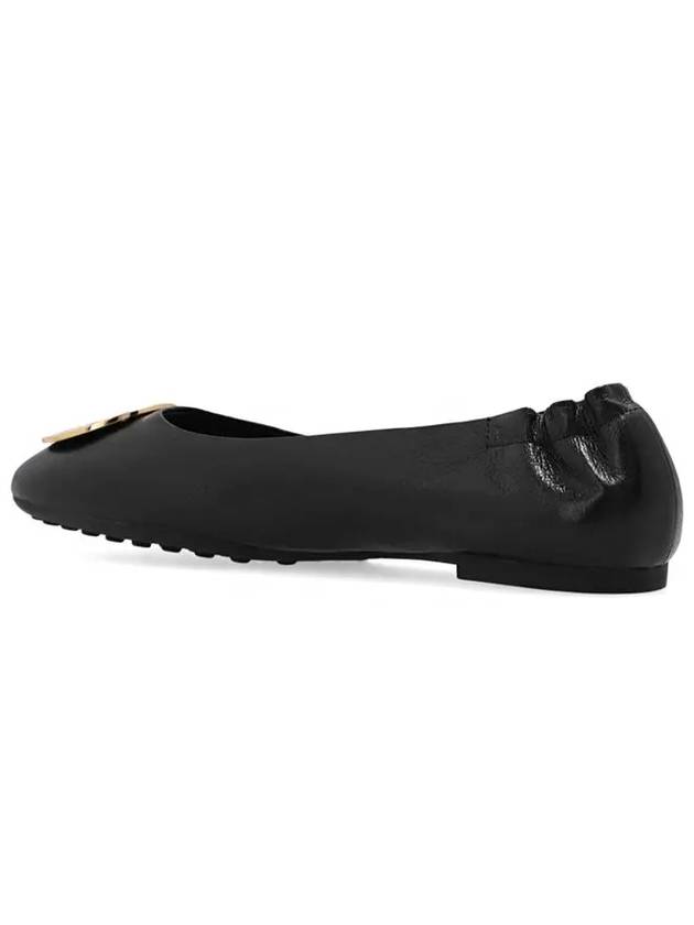 Logo Leather Ballerina Flat Black - TORY BURCH - BALAAN 7