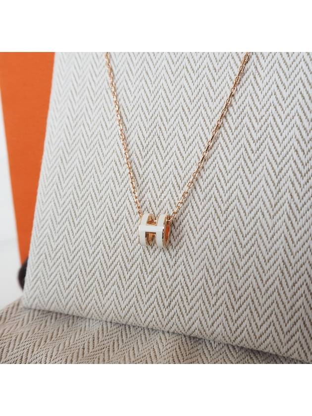 Mini Pop H Pendant Rose Gold & Blanc - HERMES - BALAAN 5