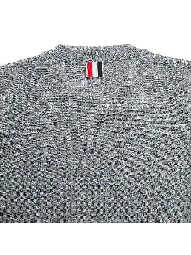 4-Bar Milano Stitch Crew Neck Knit Top Light Grey - THOM BROWNE - BALAAN 5