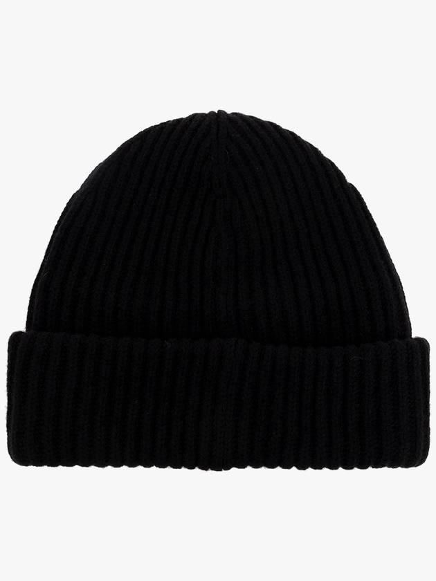 Logo Patch Knit Beanie Black - GANNI - BALAAN 4