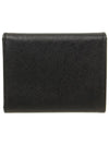 Saffiano Tri-Fold Leather Half Wallet Black - PRADA - BALAAN 4