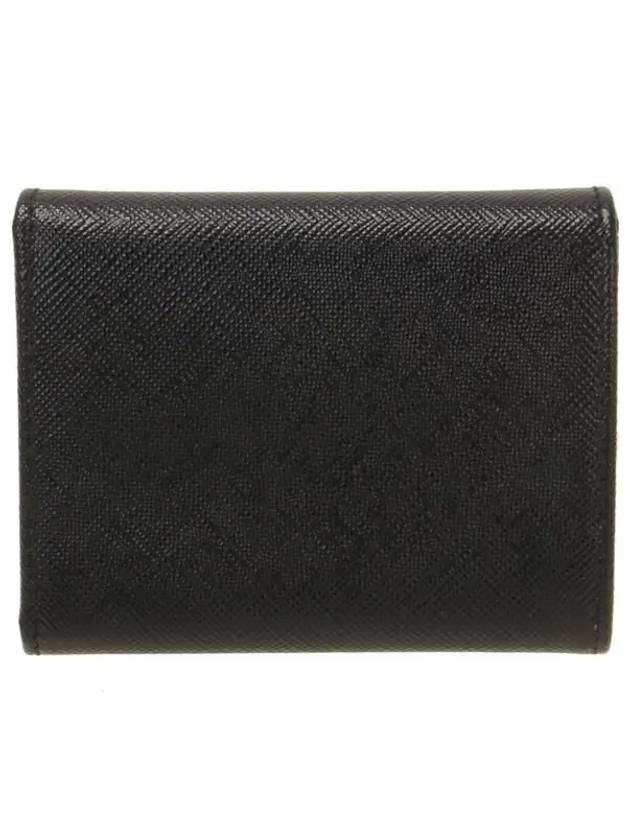 Saffiano Tri-Fold Leather Half Wallet Black - PRADA - BALAAN 4