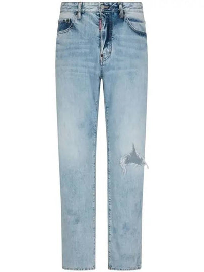 Distressed Straight Jeans Light Blue - DSQUARED2 - BALAAN 2