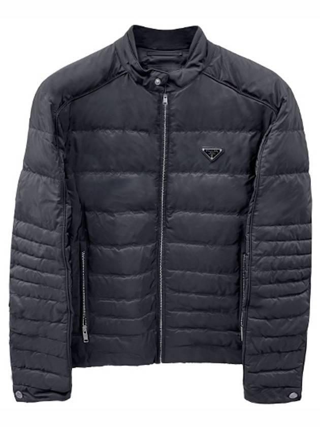 Triangle Logo Down Biker Padded Jacket Black - PRADA - BALAAN 1