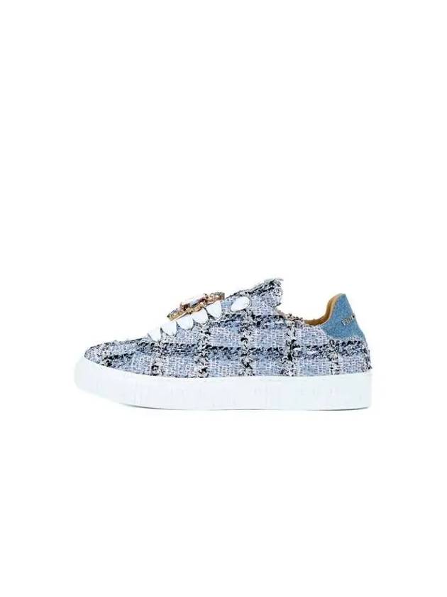 Crystal tweed low top sneakers light blue - PHILIPP PLEIN - BALAAN 1