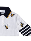 Fun-Mix Cotton Merino Birds and Bees 4-Bar Polo Shirt White - THOM BROWNE - BALAAN 5