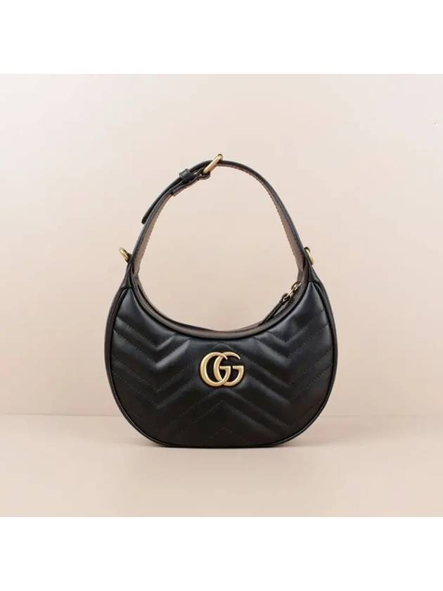 GG Marmont Half Moon Mini Bag Black - GUCCI - BALAAN 2