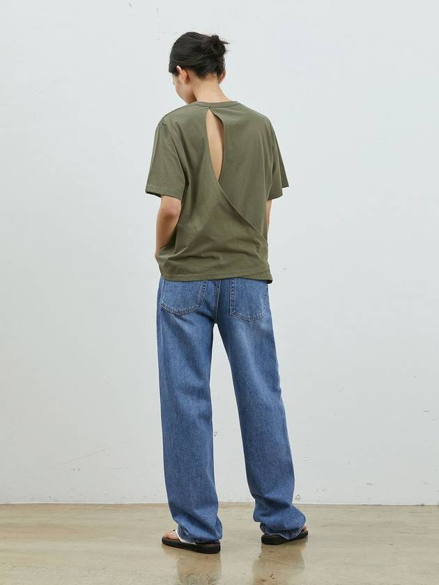 Back slit wrap loose t shirt khaki - RYUL+WAI: - BALAAN 4