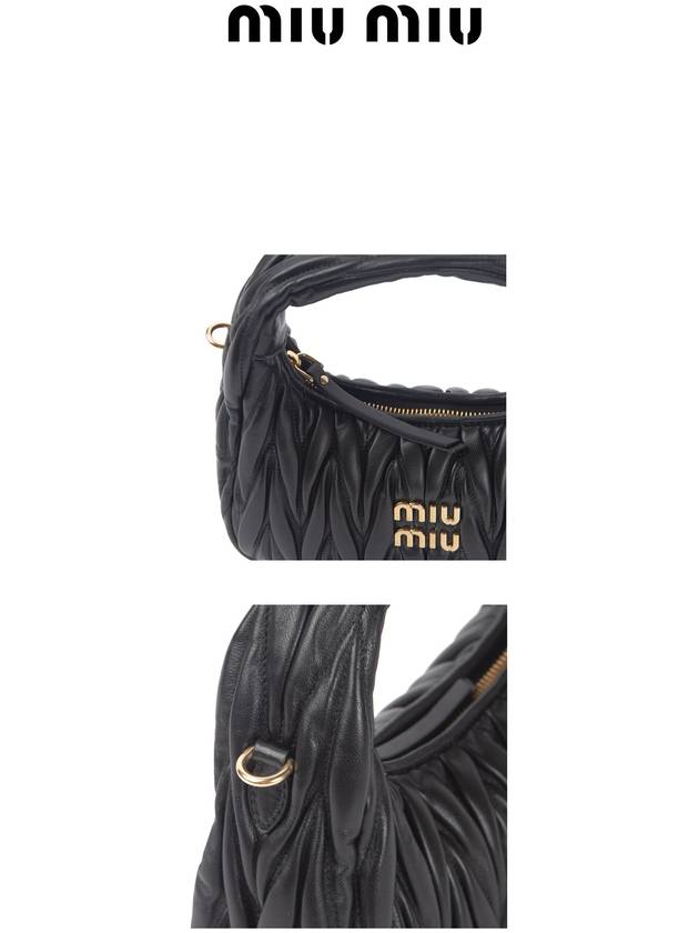 Wander Materasse Nappa Leather Mini Hobo Tote Bag Black - MIU MIU - BALAAN 4