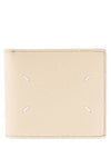 Stitched Bifold Leather Half Wallet Beige - MAISON MARGIELA - BALAAN 2