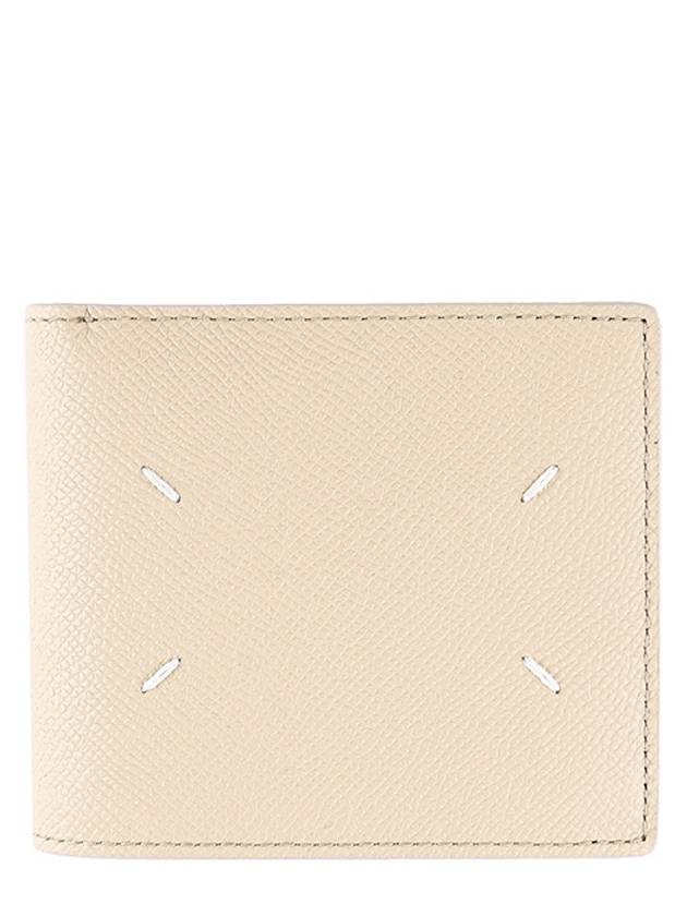 Stitched Bifold Leather Half Wallet Beige - MAISON MARGIELA - BALAAN 2