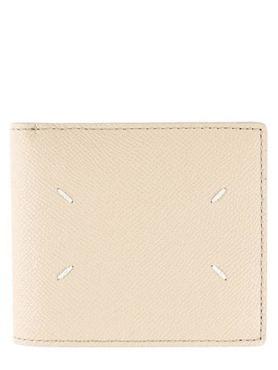 Stitched Bifold Leather Half Wallet Beige - MAISON MARGIELA - BALAAN 2