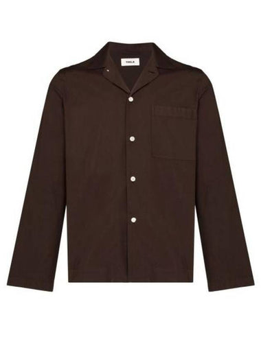 Poplin Pajamas Long Sleeve Shirt Coffee - TEKLA - BALAAN 1