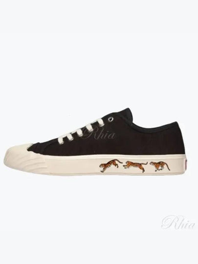 Lace Up Canvas Low Top Sneakers Black - KENZO - BALAAN 2