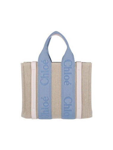 Woody Logo Small Tote Bag Blue - CHLOE - BALAAN 1